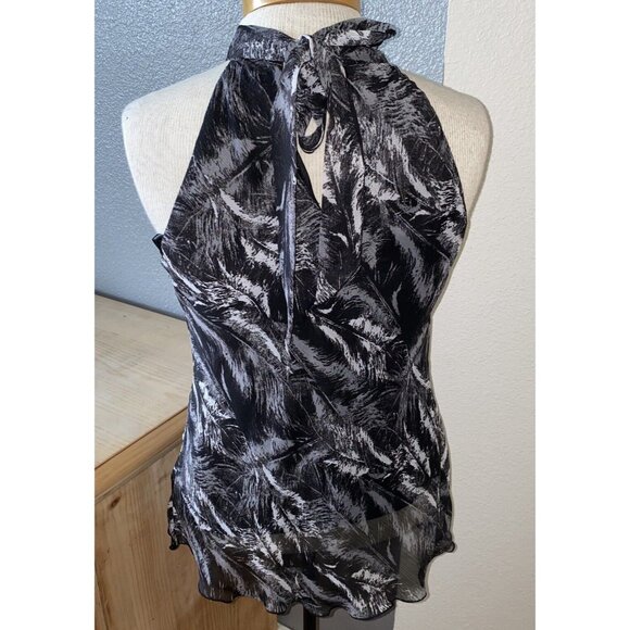 AGB Blouse Women’s Small Black Sleeveless Ruffled Lined Ladies - Picture 4 of 8